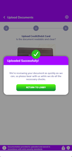 Uploading documents at PlayOJO