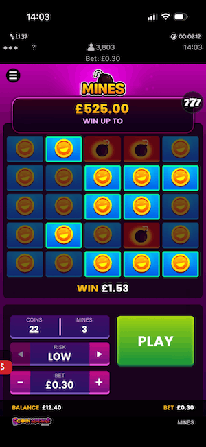 Playing Mines at All British Casino