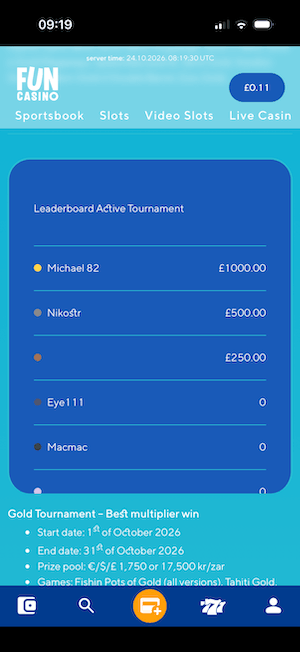 SlotsLeaderboard at Fun Casino