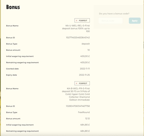 Bonus Requirements at Kassu In Account