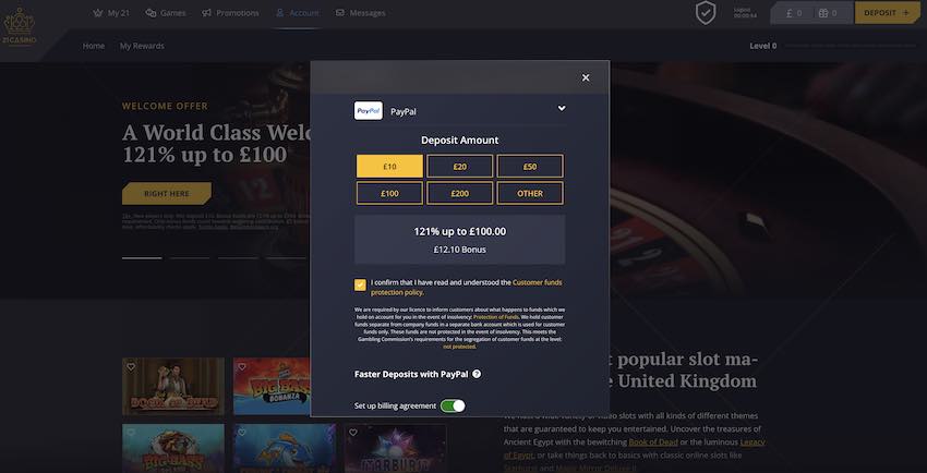 21 Casino Sign Up