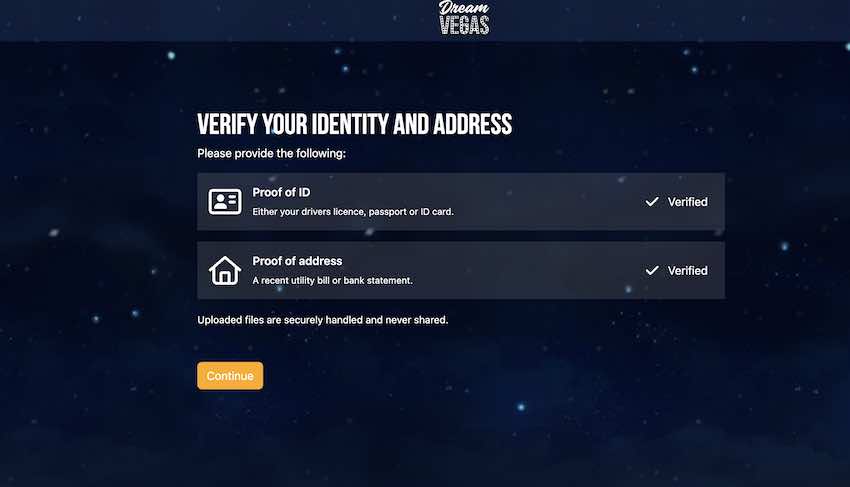 Account Verification at Dream Vegas