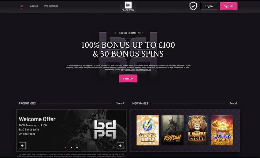 PlayGrand Casino Home Page