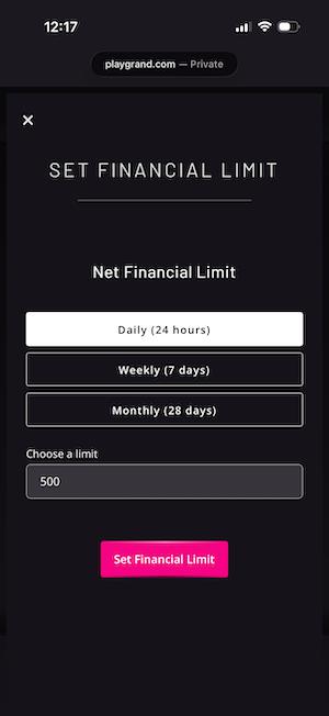 Setting financial limits at PlayGrand