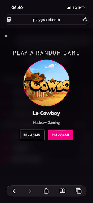 PlayGrand random game selector