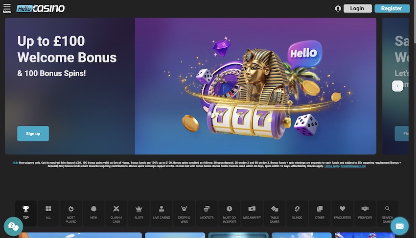 Hello Casino Home Page