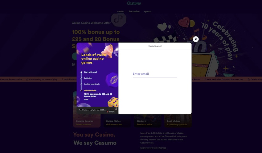 Casumo Sign Up Page