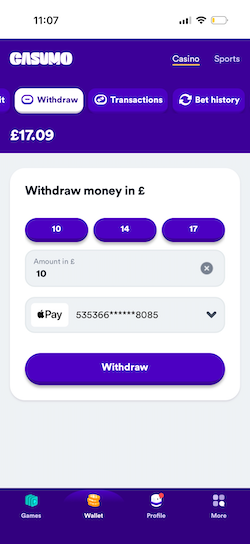 Withdrawal Request at Casumo
