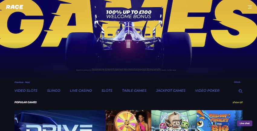 Race Casino Games Page