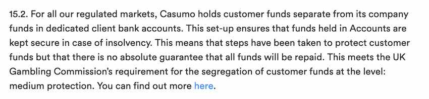 Casumo Player Balance Protection