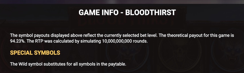 Bloodthirst RTP