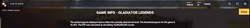 Gladiator Legends RTP