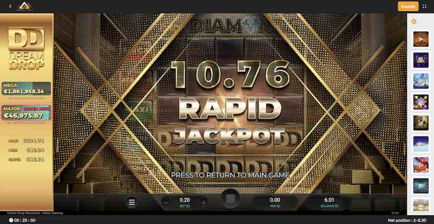 Rapid Jackpot Win in Dream Drop Diamonds