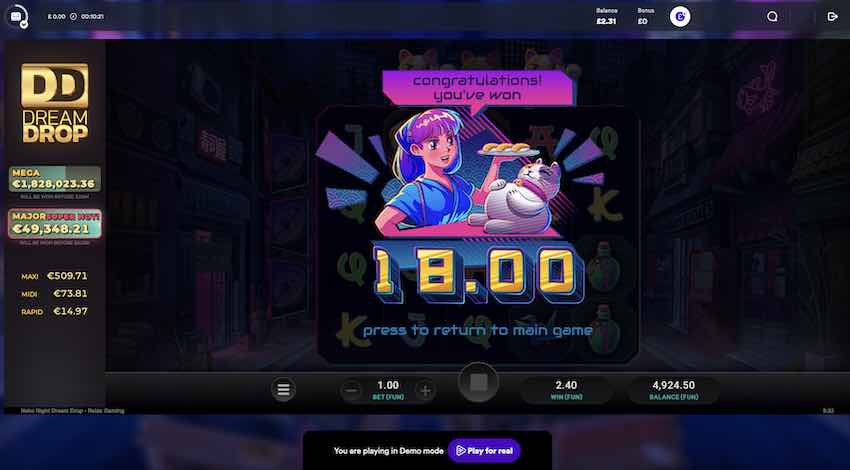 Neko Nights Free Spins Win