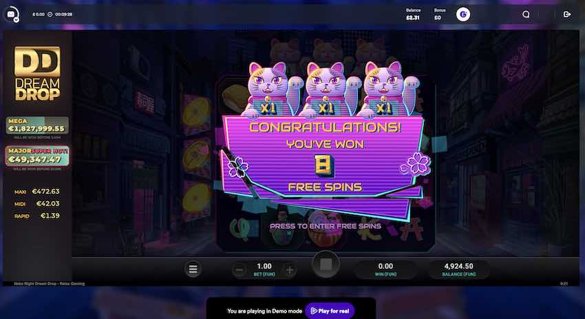 Neko Nights Dream Drop Free Spins