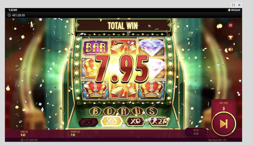 Triple Royal Gold £7.95 Win