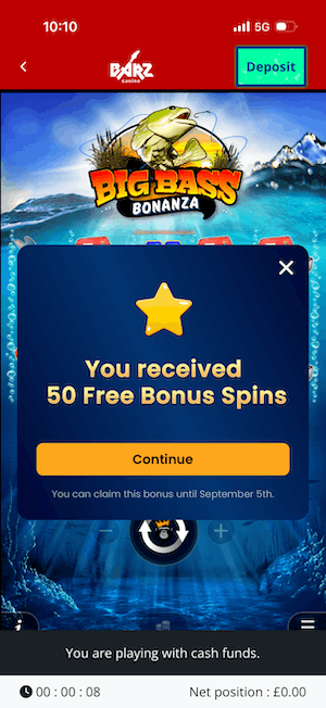 50 Free Spins on a Big Bass Game