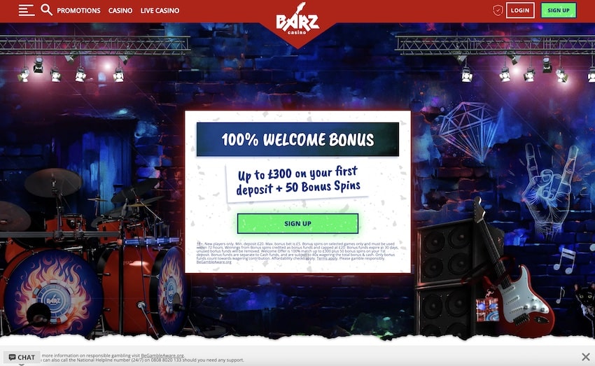 Barz Casino Home Page