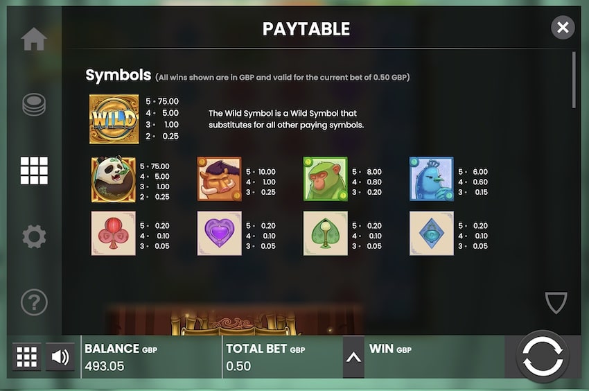 Big Bamboo Paytable