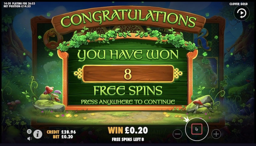 Free Spins Round in Clover Gold