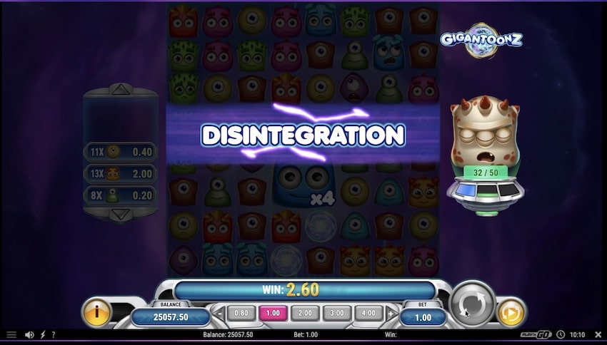 Disintegration in Gigantoonz Slot