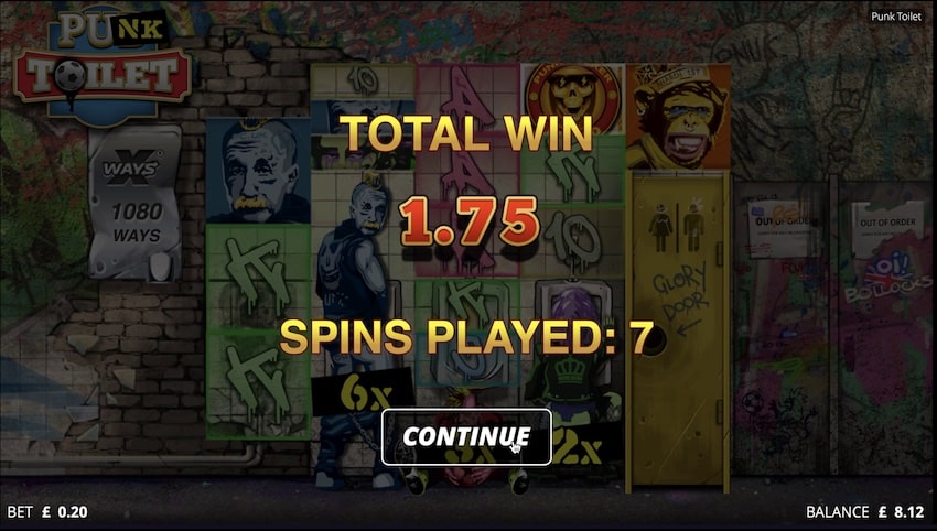 Punk Toilet - A Free Spins Round Win