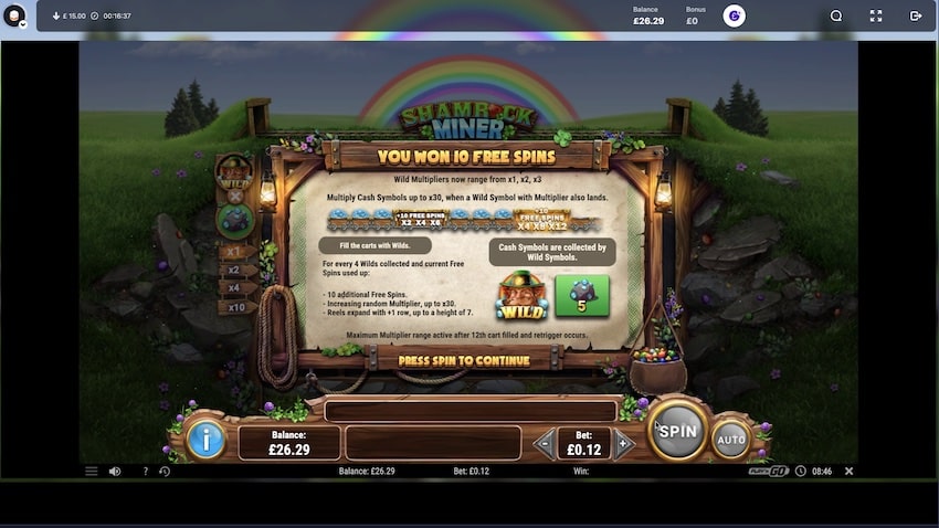 Shamrock Miner Free Spins Triggered