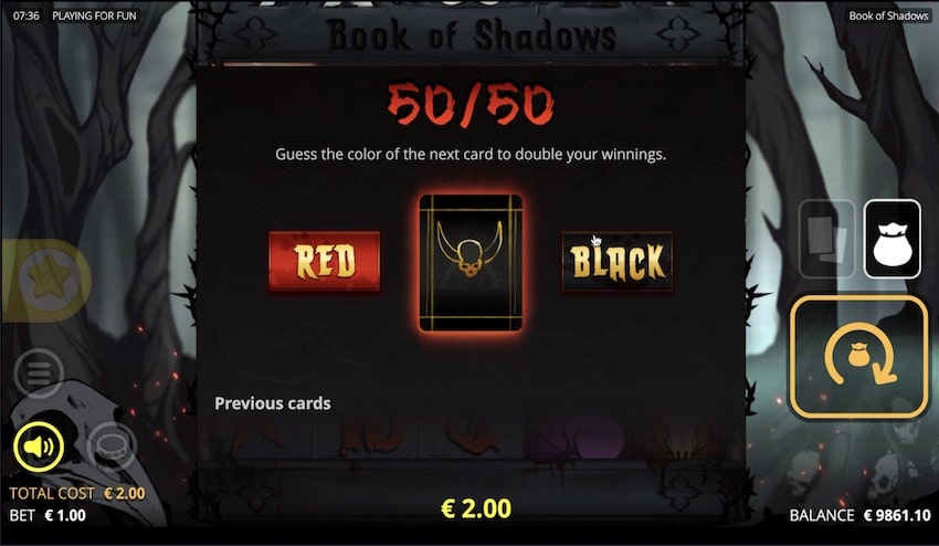 Win Gamble in Book of Shadows