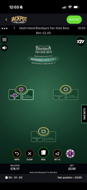 Multihand Blackjack with Side Bets