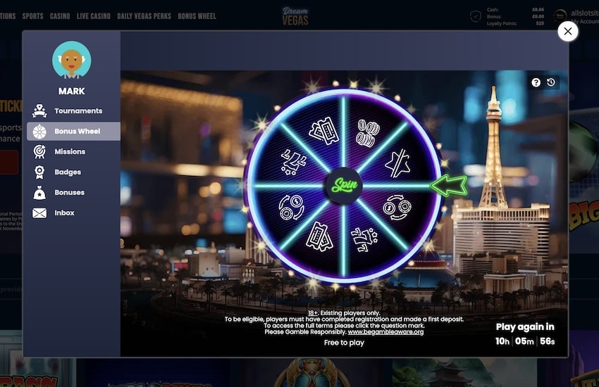 Bonus Wheel at Jackpot Village