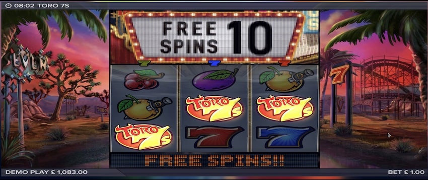 Toro 7s Free Spins Round