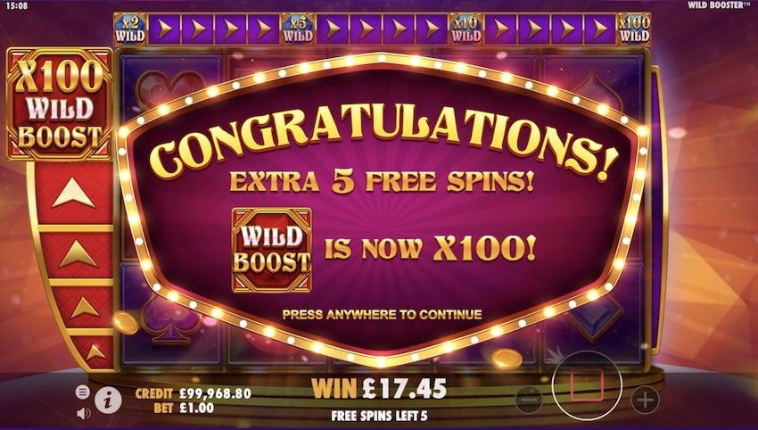 Earning more free spins in Wild Booster