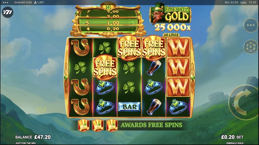Emerald Gold 3 Free Spins Symbols