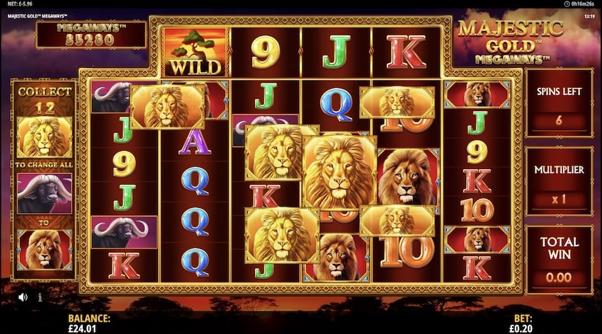 Free Spins round with lion collects