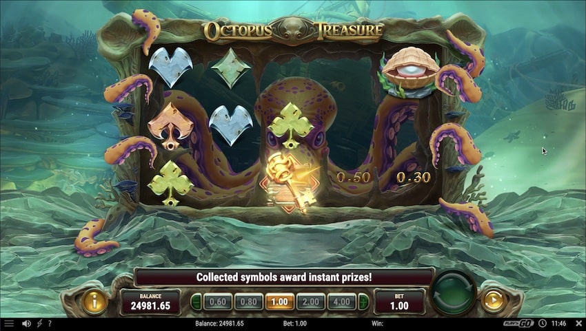 Keys unlock treasure chests in Octopus Treasure