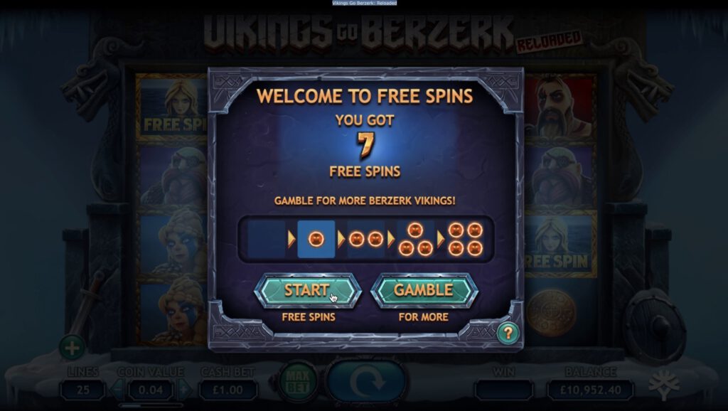 7 Free Spins Awarded 
