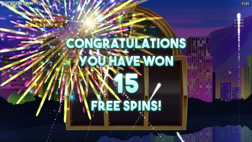 Free Spins Round Triggered in Reno 7s