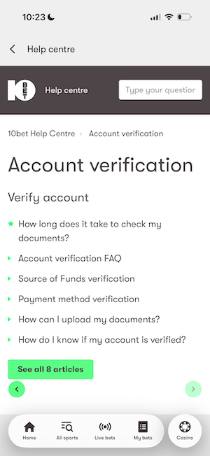 10bet Help Center