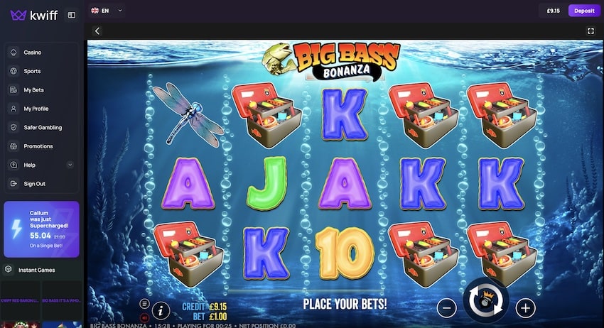 Big Bass Bonanza at Kwiff Casino