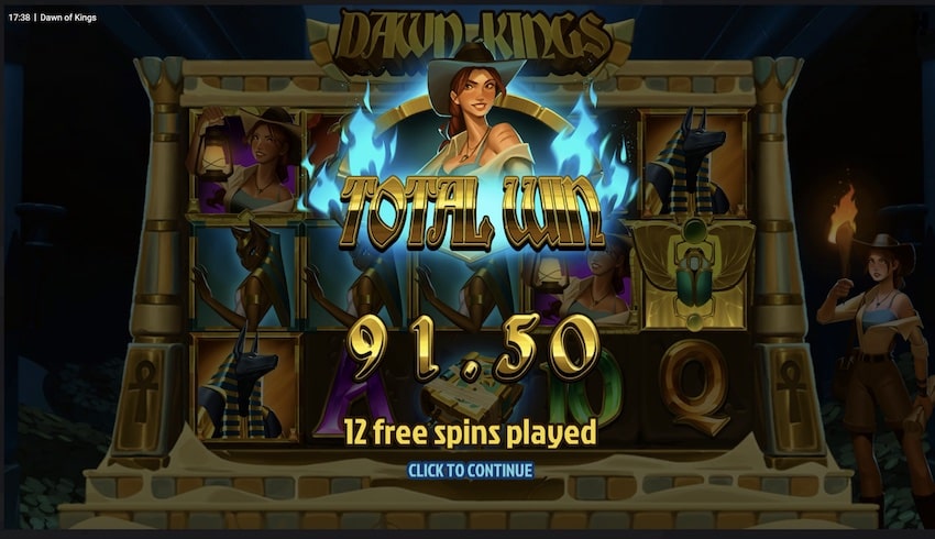 Free Spins win in Dawn of Kings