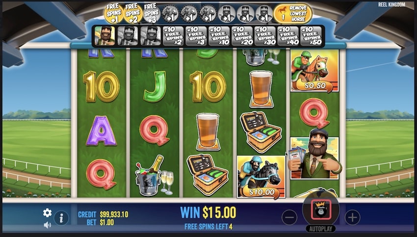 A 15x win from free spins in Day At The Races