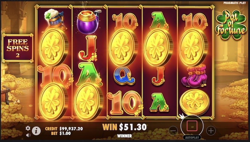 Sticky Wilds in Pot of Fortune Free Spins round