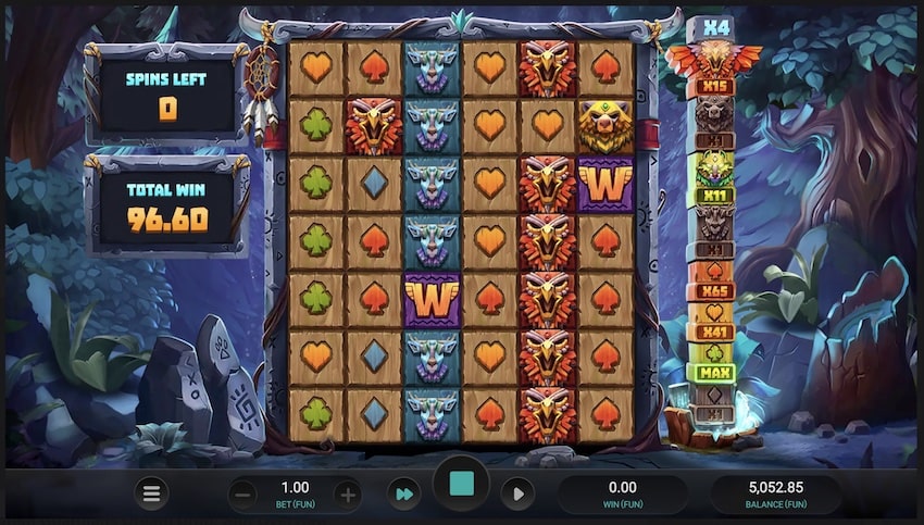 Free Spins round in Totem Guardians