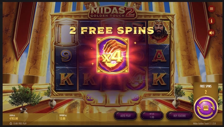 Free Spins Round in Midas Golden Touch 2
