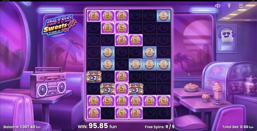 Retro Sweets Free Spins Round Win