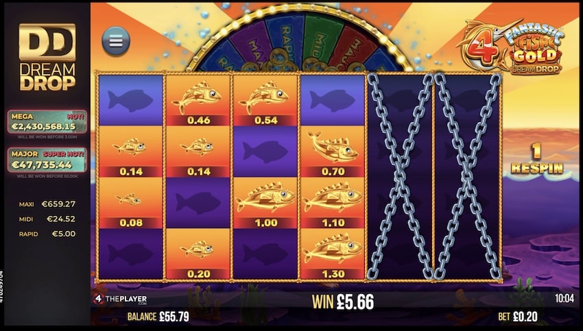 4 Fantastic Fish Dream Drop Re-Spins Win