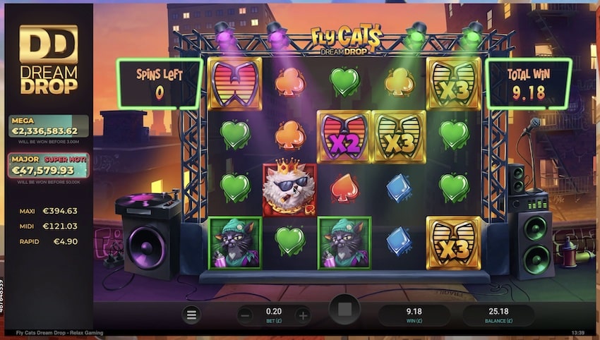 Free Spins Round in Fly Cats Dream Drop