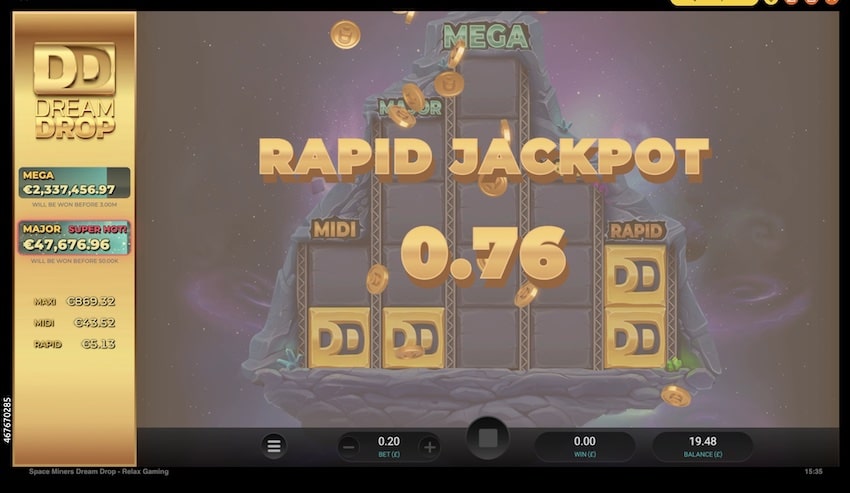 Space Miners Dream Drop Rapid Jackpot