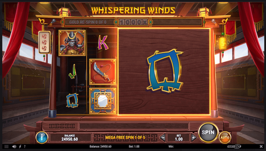 Free Spins round in Whispering Winds