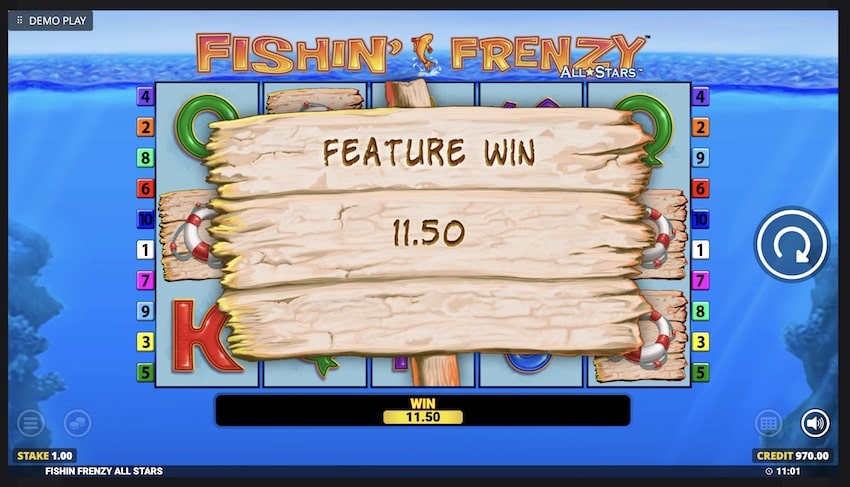 11.5x win in Fishin Frenzy All Stars